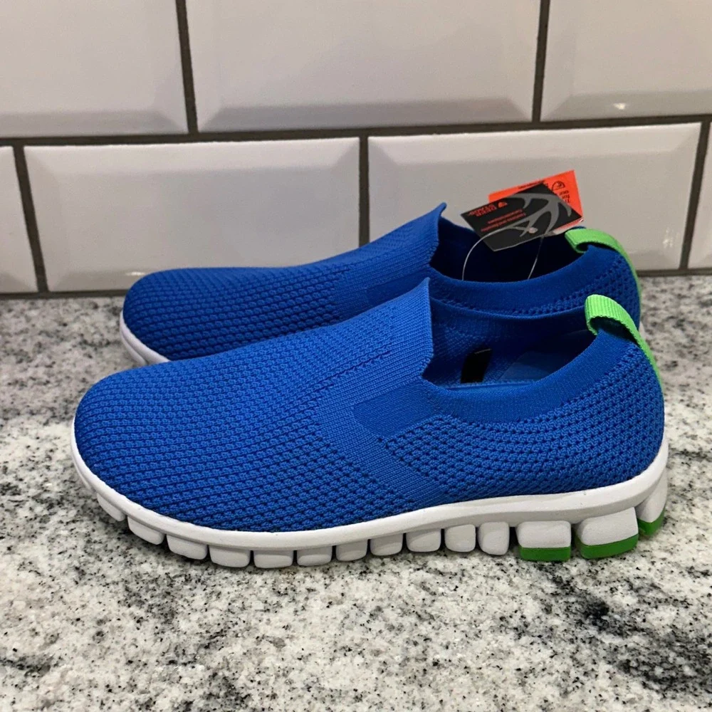 NoSoX Eddy‎ Jr Kids Slip On Sneakers Blue Mesh Lightweight Memory Foam Size 1